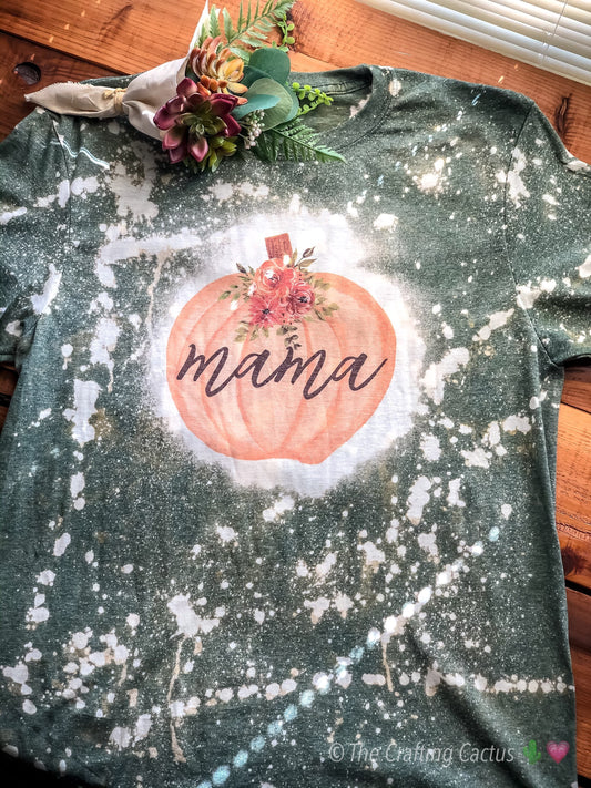 Mama Pumpkin Bleached Sublimation T-shirt