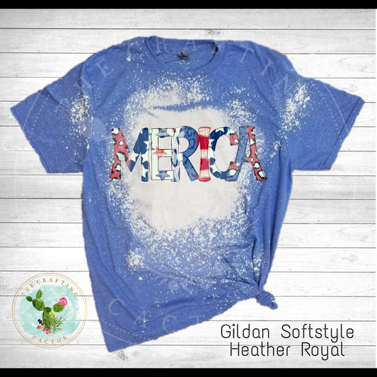 MERICA Sublimation Bleached T Shirt