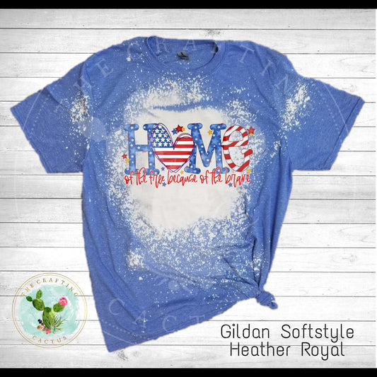 Home of the Brave Sublimation Bleached T Shirt
